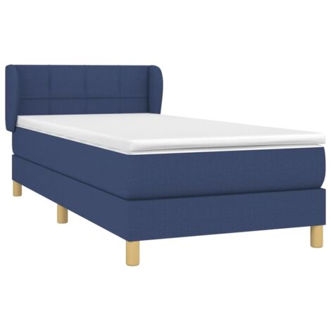 Sommier à lattes de lit avec matelas Bleu 80x200 cm Tissu vidaXL
