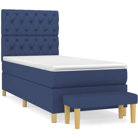 Sommier à lattes de lit avec matelas Bleu 80x200 Tissu
