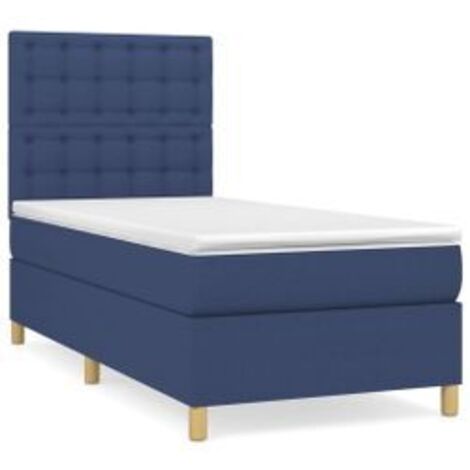 Sommier à lattes de lit avec matelas Bleu 90x190 Tissu