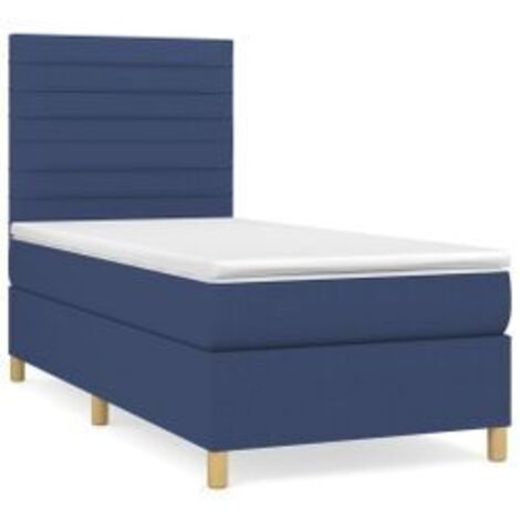 Sommier à lattes de lit avec matelas Bleu 90x190 Tissu