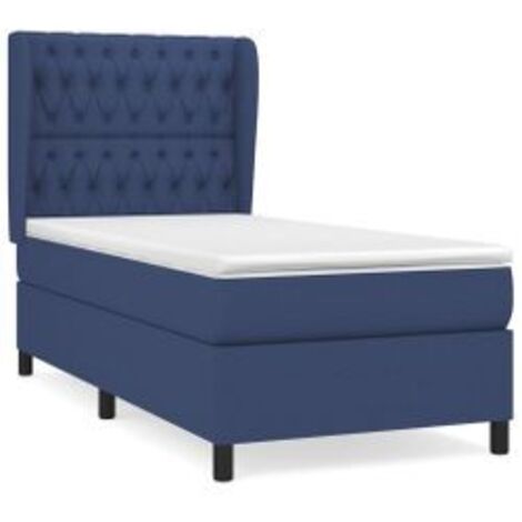 Sommier à lattes de lit avec matelas Bleu 90x200 Tissu