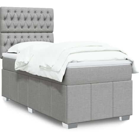 Sommier à lattes de lit avec matelas-Cadre de lit avec matelas Gris clair 90x200 cm Tissu 133096