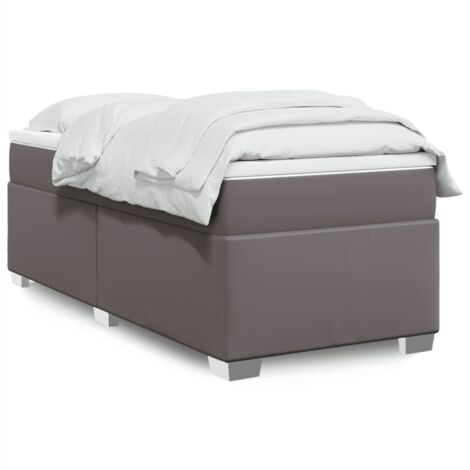 Sommier à lattes de lit avec matelas-Cadre de lit Gris 90x190 cm Similicuir 495625