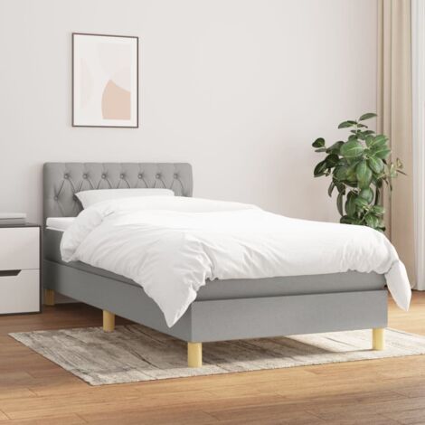 Sommier à lattes de lit avec matelas-Cadre de lit Gris clair 90x200 cm Tissu 593201