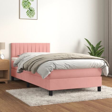 Sommier à lattes de lit avec matelas-Cadre de lit Rose 90x190 cm Velours 904181