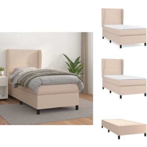 Sommier à lattes de lit avec matelas Cappuccino 100x200 cm - Lit Plateforme - Lit Capitonné - Lit Design - Literie - Chambre À Coucher