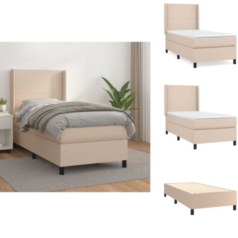 Sommier à lattes de lit avec matelas Cappuccino 100x200 cm - Lit Plateforme - Lit Capitonné - Lit Double - Literie - Chambre À Coucher