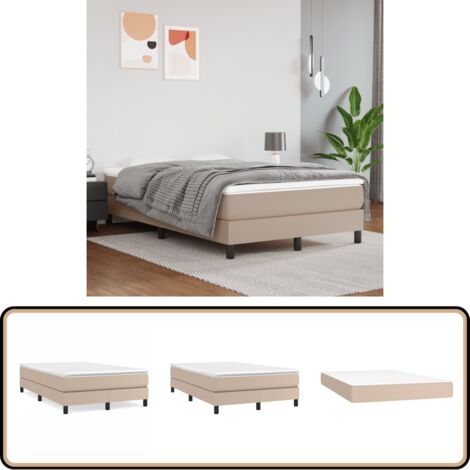 Sommier à lattes de lit avec matelas Cappuccino 120x200 cm - Lit Tapissier - Lit Double - Matelas À Ressorts Ensachés - Simili Cuir - Lit Capitonné