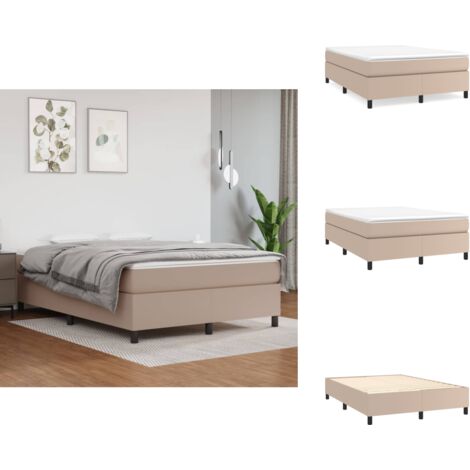Sommier à lattes de lit avec matelas Cappuccino 140x200 cm - Lit Tapissier - Lit Double - Matelas À Ressorts Ensachés - Support Moyen Dur - Housse De Protection De Matelas