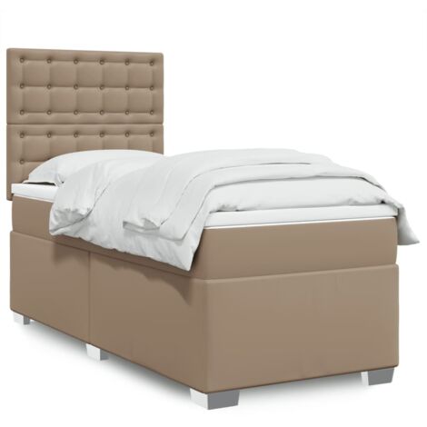 Sommier à lattes de lit avec matelas Cappuccino 90x190 cm vidaXL