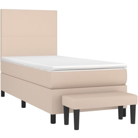 Sommier à lattes de lit avec matelas Cappuccino 90x190 cm vidaXL
