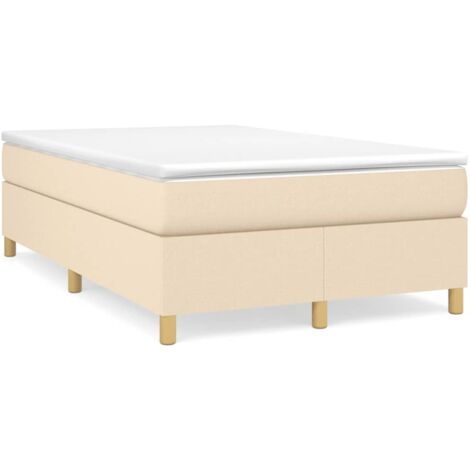 Sommier à lattes de lit avec matelas crème 120x190 tissu