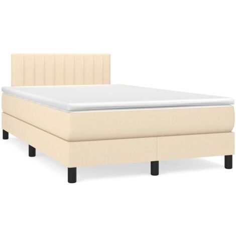 Sommier à lattes de lit avec matelas crème 120x190 tissu