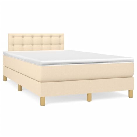 Sommier à lattes de lit avec matelas crème 120x190 tissu