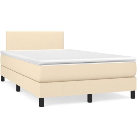 Sommier à lattes de lit avec matelas crème 120x190 tissu