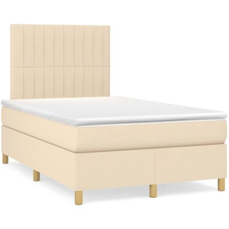 Sommier à lattes de lit avec matelas crème 120x190 tissu