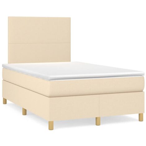 Sommier à lattes de lit avec matelas crème 120x190 tissu