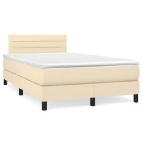Sommier à lattes de lit avec matelas Crème 120x200 Tissu