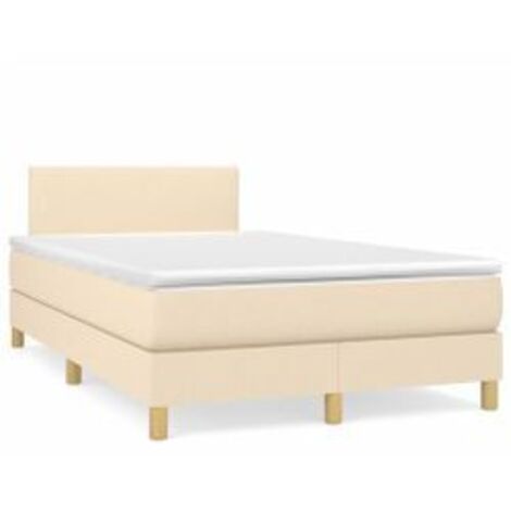 Sommier à lattes de lit avec matelas Crème 120x200 Tissu