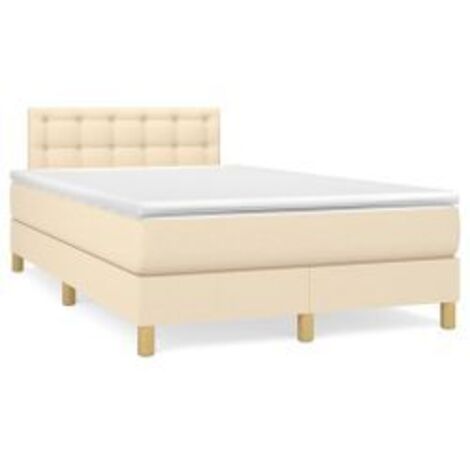 Sommier à lattes de lit avec matelas Crème 120x200 Tissu