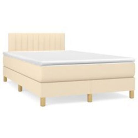 Sommier à lattes de lit avec matelas Crème 120x200 Tissu