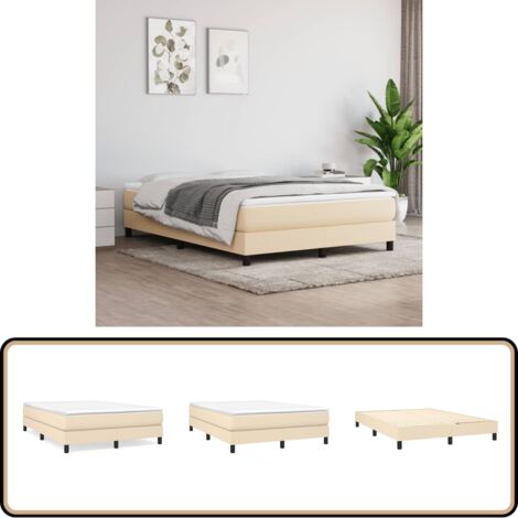 Sommier à lattes de lit avec matelas Crème 140x190 cm Tissu - Lit Double - Lit Plateforme - Matelas À Ressorts Ensachés - Literie - Chambre À Coucher