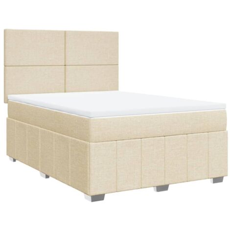 Sommier à lattes de lit avec matelas Crème 140x190 cm Tissu vidaXL