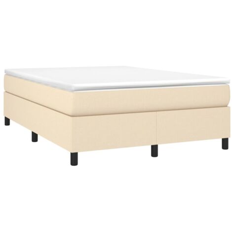 Sommier à lattes de lit avec matelas Crème 140x190 cm Tissu vidaXL