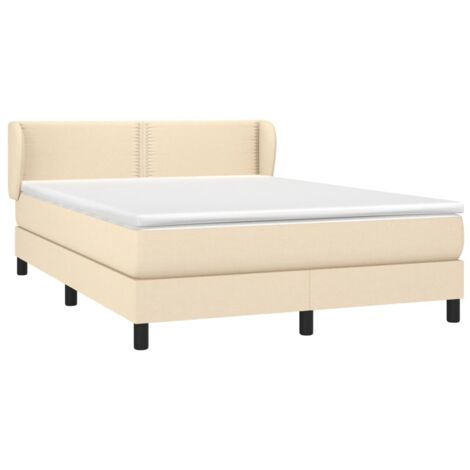 Sommier à lattes de lit avec matelas Crème 140x190 cm Tissu vidaXL