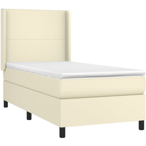 Sommier à lattes de lit avec matelas Crème 80x200 cm Similicuir vidaXL