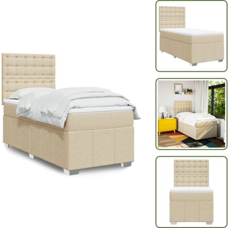 Sommier à lattes de lit avec matelas Crème 80x200 cm Tissu - Sommier À Lattes De Lit - Sommiers À Lattes De Lit - Lit - Meuble De Chambre À Coucher