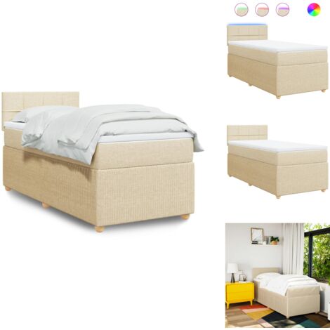 Sommier à lattes de lit avec matelas Crème 80x200 cm Tissu - Sommier À Lattes De Lit - Sommiers À Lattes De Lit - Lit - Meuble De Chambre À Coucher