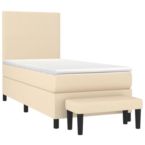 Sommier à lattes de lit avec matelas Crème 80x200 cm Tissu vidaXL