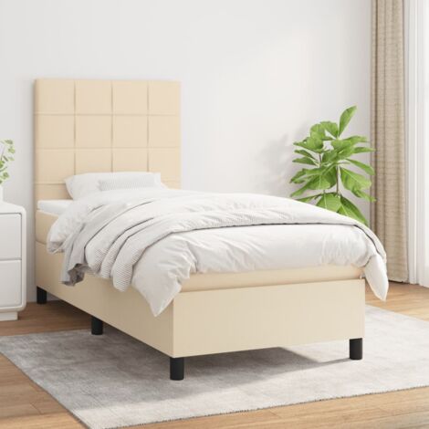 Sommier à lattes de lit avec matelas Crème 80x200 cm Tissu vidaXL