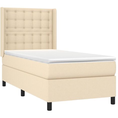 Sommier à lattes de lit avec matelas Crème 80x200 cm Tissu vidaXL