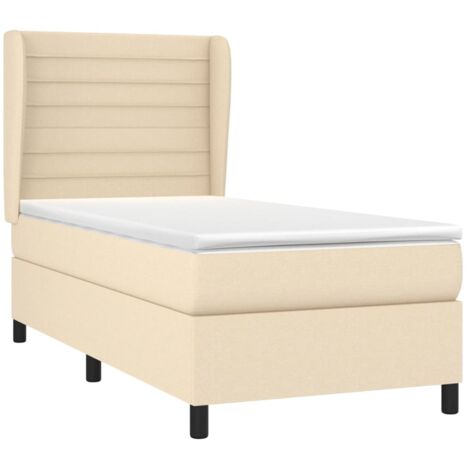 Sommier à lattes de lit avec matelas Crème 80x200 cm Tissu vidaXL