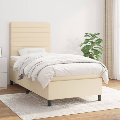 Sommier à lattes de lit avec matelas Crème 80x200 cm Tissu vidaXL
