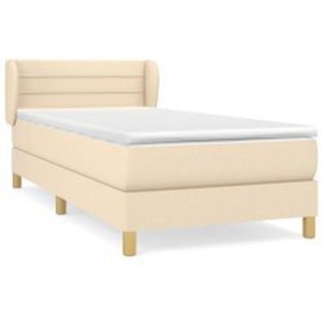 Sommier à lattes de lit avec matelas Crème 80x200 Tissu