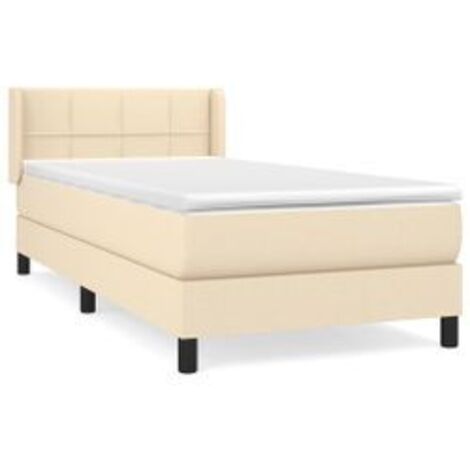 Sommier à lattes de lit avec matelas Crème 80x200 Tissu