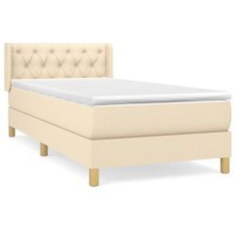 Sommier à lattes de lit avec matelas Crème 80x200 Tissu