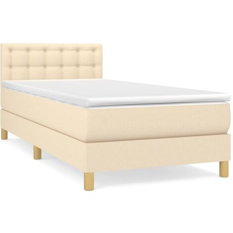 Sommier à lattes de lit avec matelas Crème 80x200 Tissu