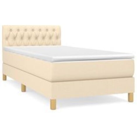Sommier à lattes de lit avec matelas Crème 80x200 Tissu