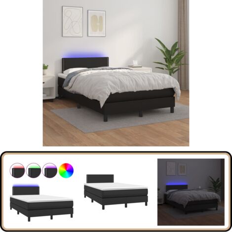 Sommier à lattes de lit avec matelas et LED Noir 120x200 cm - Lit Plateforme - Lit Design - Lit Moderne - Lit Capitonné - Lit Avec Rangement