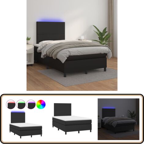 Sommier à lattes de lit avec matelas et LED Noir 120x200 cm - Lit Plateforme - Lit Design - Lit Moderne - Lit Capitonné - Sommier Tapissier