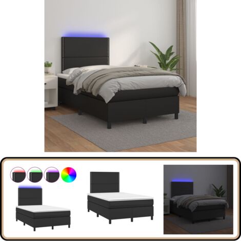 Sommier à lattes de lit avec matelas et LED Noir 120x200 cm - Lit Plateforme - Lit Design - Lit Moderne - Lit Capitonné - Sommier Tapissier
