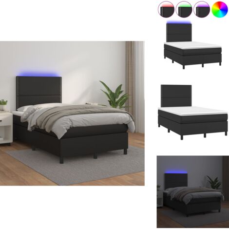 Sommier à lattes de lit avec matelas et LED Noir 120x200 cm - Lit Plateforme - Lit Design - Lit Moderne - Lit Capitonné - Sommier Tapissier