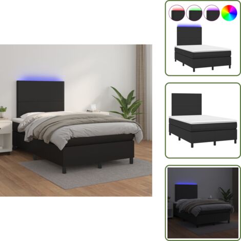Sommier à lattes de lit avec matelas et LED Noir 120x200 cm - Lit Plateforme - Lit Design - Lit Moderne - Lit Capitonné - Sommier Tapissier
