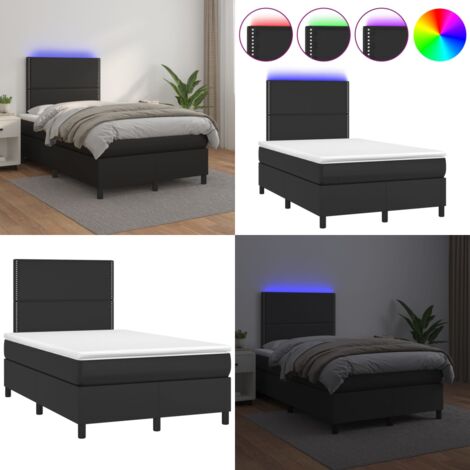 Sommier à lattes de lit avec matelas et LED Noir 120x200 cm - Lit Plateforme - Lit Design - Lit Moderne - Lit Capitonné - Sommier Tapissier - Home & Living