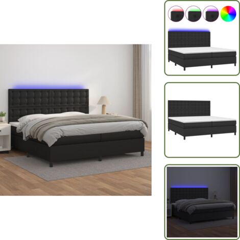 Sommier à lattes de lit avec matelas et LED Noir 200x200 cm - Lit Plateforme - Lit Design - Lit Moderne - Lit Capitonné - Lit Avec Rangement