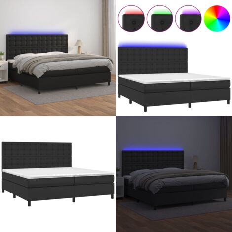 Sommier à lattes de lit avec matelas et LED Noir 200x200 cm - Lit Plateforme - Lit Design - Lit Moderne - Lit Capitonné - Lit Avec Rangement - Home & Living